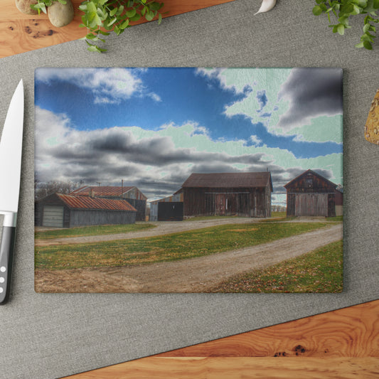 U R There Photography Buckhorn Lake Road Centennial Farm Rustic Farmhouse Tempered-Glass Cutting Board