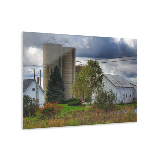 U R There Photography Baldwin White and Silos Rustic Farmhouse Acrylic Wall Print