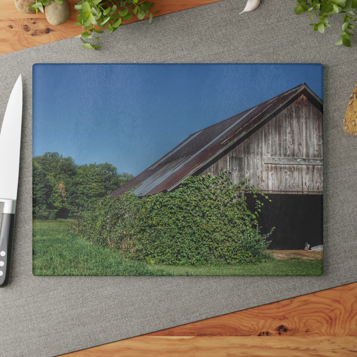 U R There Photography Grey Shack of Millington Rustic Farmhouse Tempered-Glass Cutting Board