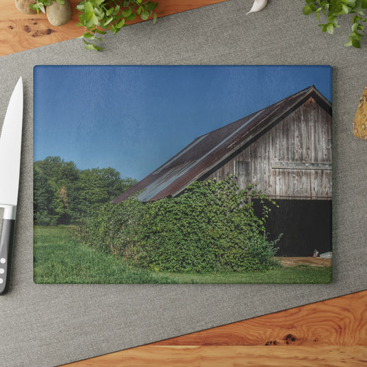 U R There Photography Grey Shack of Millington Rustic Farmhouse Tempered-Glass Cutting Board