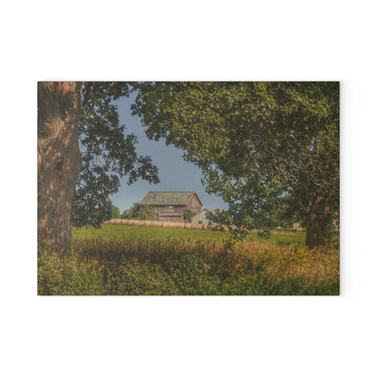 U R There Photography Treasurer Road Haybarn Rustic Farmhouse Tempered-Glass Cutting Board