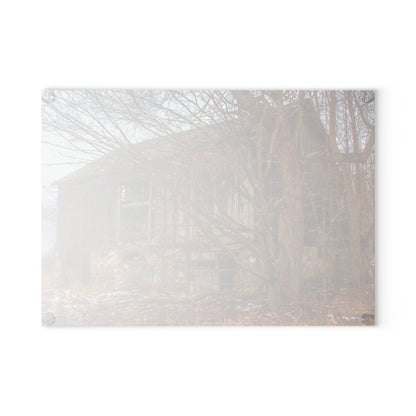 U R There Photography Norway Lake Road Hidden Grey II Rustic Farmhouse Tempered-Glass Cutting Board