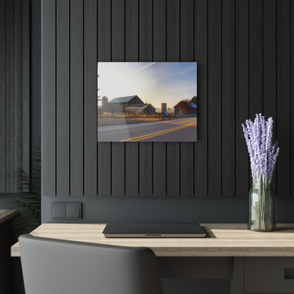 U R There Photography Wilder Road Foggy Morning Greys Rustic Farmhouse Acrylic Wall Print