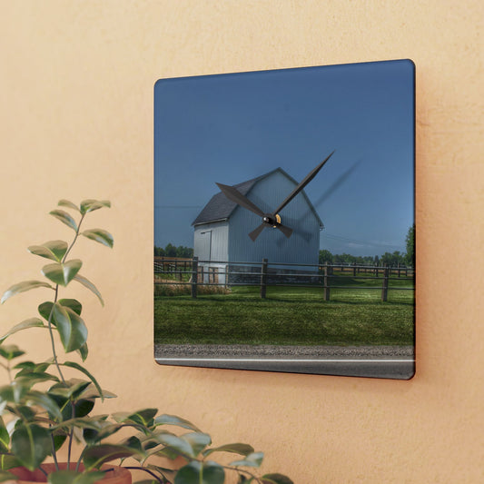 U R There Photography M-90 White and Windmill II Rustic Farmhouse Acrylic Analog Wall Clock