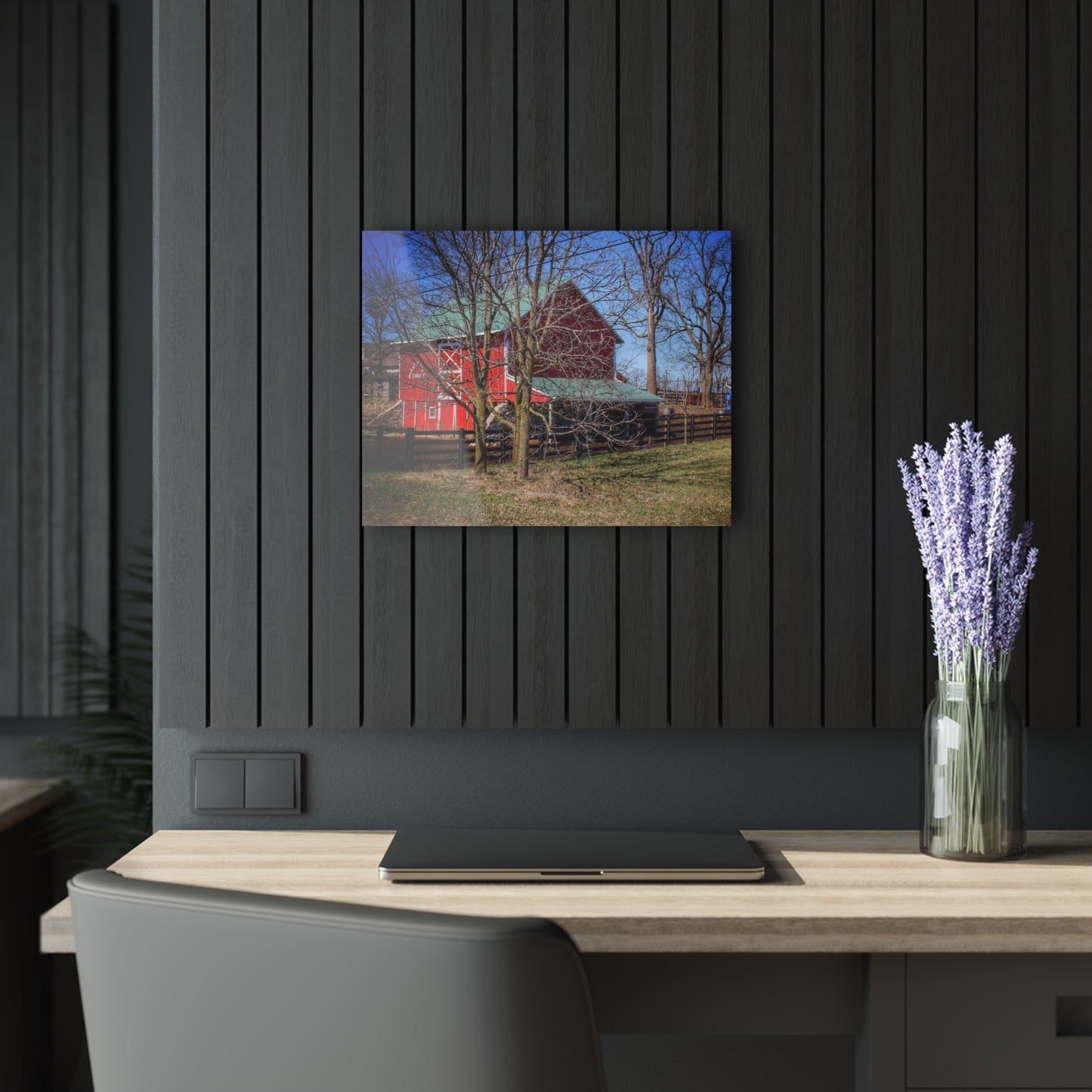 U R There Photography Imlay City Road Cow Barn II Rustic Farmhouse Acrylic Wall Print 14 "x 11"
