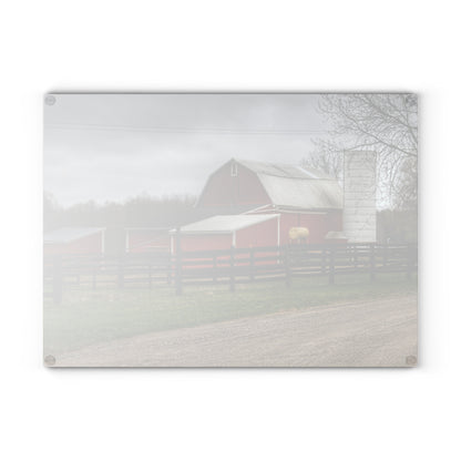U R There Photography West Lake Road Happy Barn Rustic Farmhouse Tempered-Glass Cutting Board