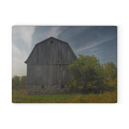 U R There Photography Cat Lake Grey I Rustic Farmhouse Tempered-Glass Cutting Board