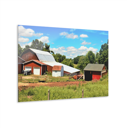 U R There Photography McKeen Lake Road Reds II Rustic Farmhouse Acrylic Wall Print