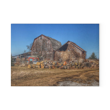 U R There Photography Dutcher Road Grey Rustic Farmhouse Tempered-Glass Cutting Board