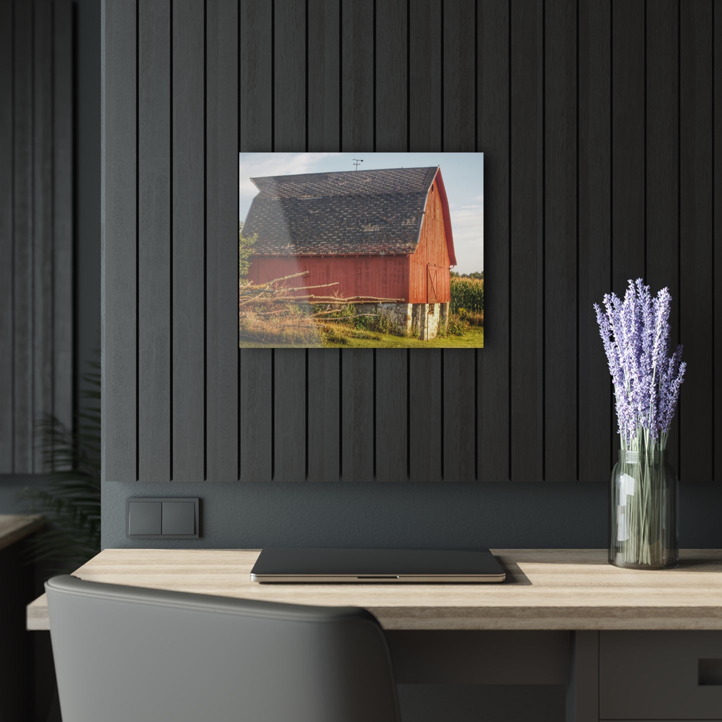 U R There Photography Otter Lake Road Red II Rustic Farmhouse Acrylic Wall Print