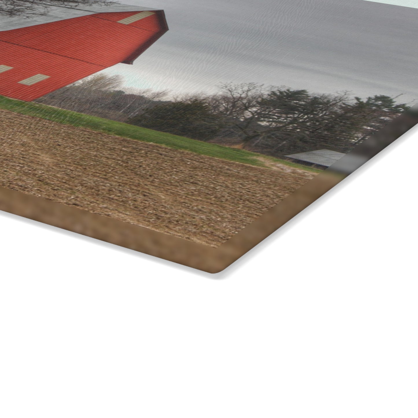 U R There Photography South Summers Road Star Barn Rustic Farmhouse Tempered-Glass Cutting Board