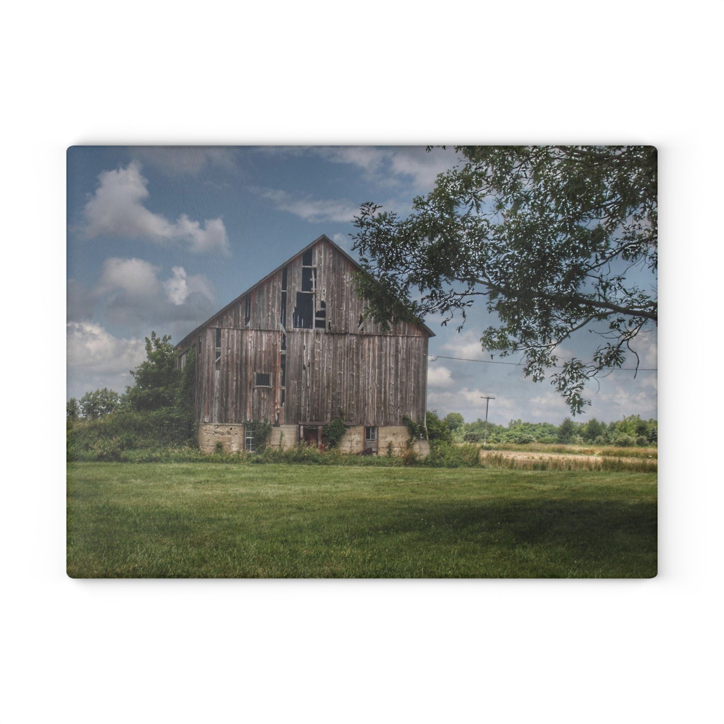 U R There Photography Bohms Road Grey I Rustic Farmhouse Tempered-Glass Cutting Board