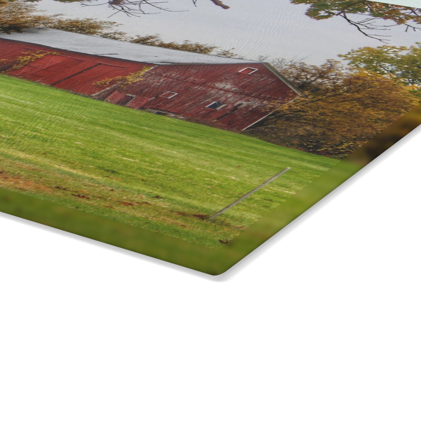 U R There Photography Hill Road Roadside Red Rustic Farmhouse Tempered-Glass Cutting Board