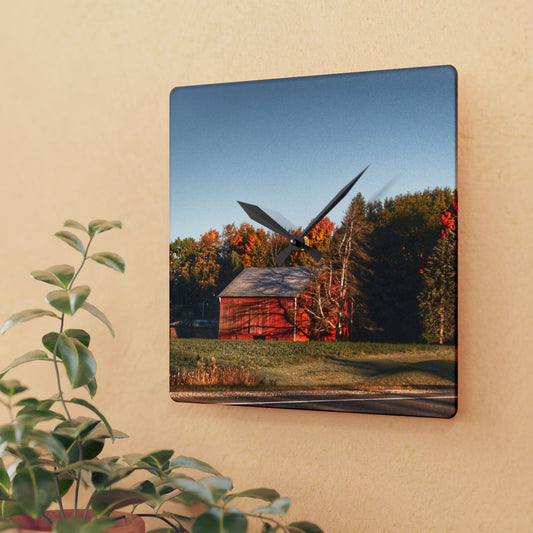 U R There Photography Tucked on Treasurer Road Rustic Farmhouse Acrylic Analog Wall Clock