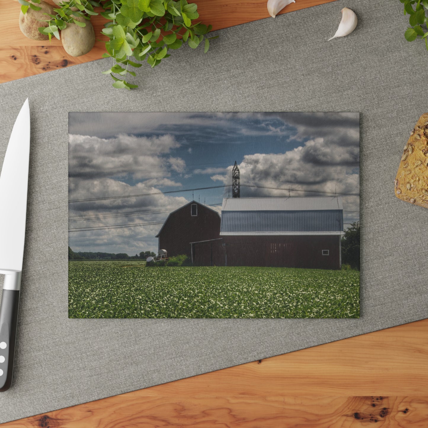 U R There Photography South Reese Road Reds Rustic Farmhouse Tempered-Glass Cutting Board