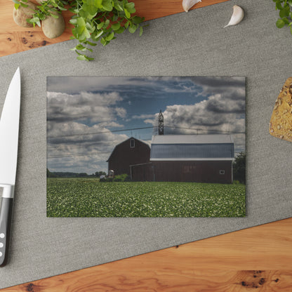 U R There Photography South Reese Road Reds Rustic Farmhouse Tempered-Glass Cutting Board