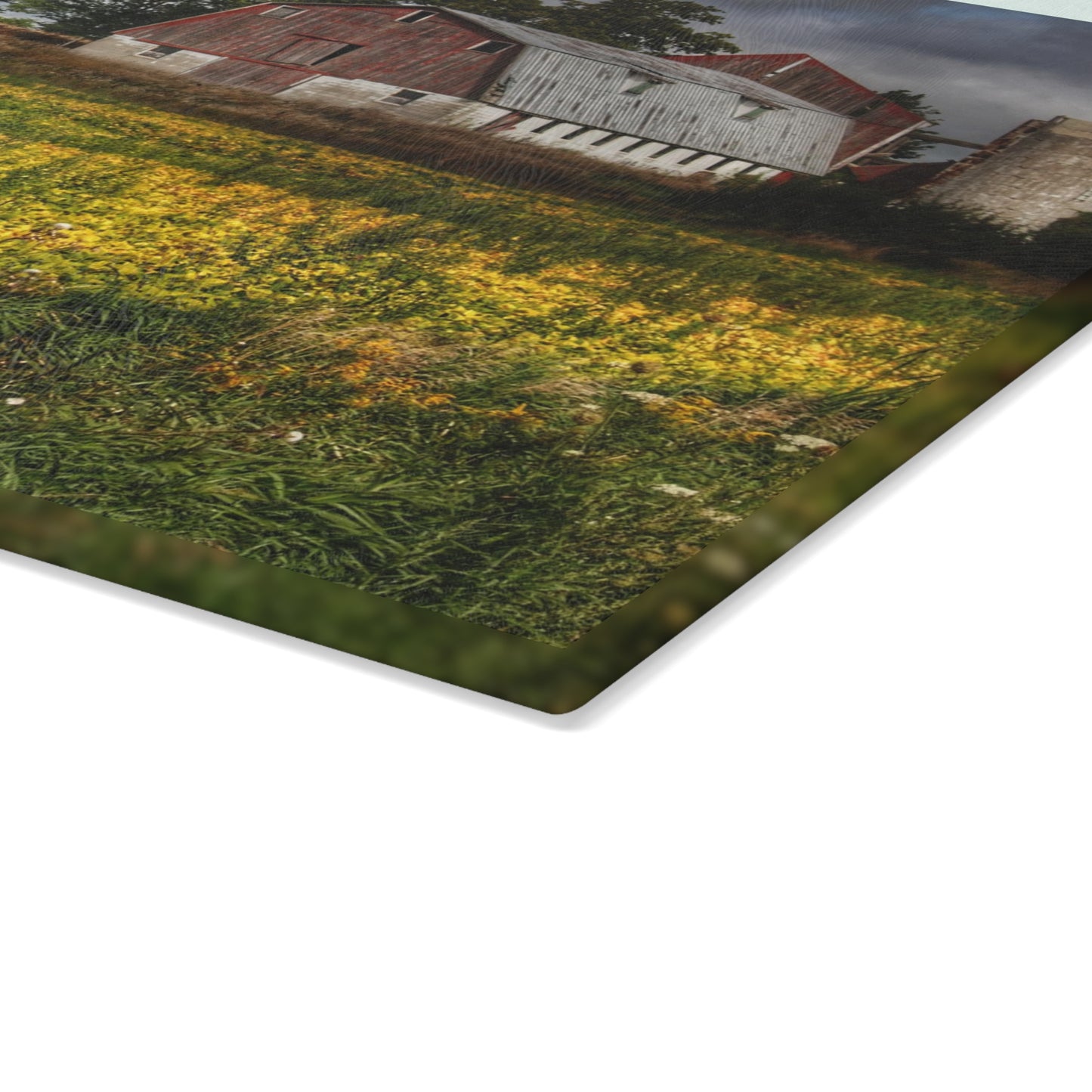 U R There Photography Remnants Rustic Farmhouse Tempered-Glass Cutting Board