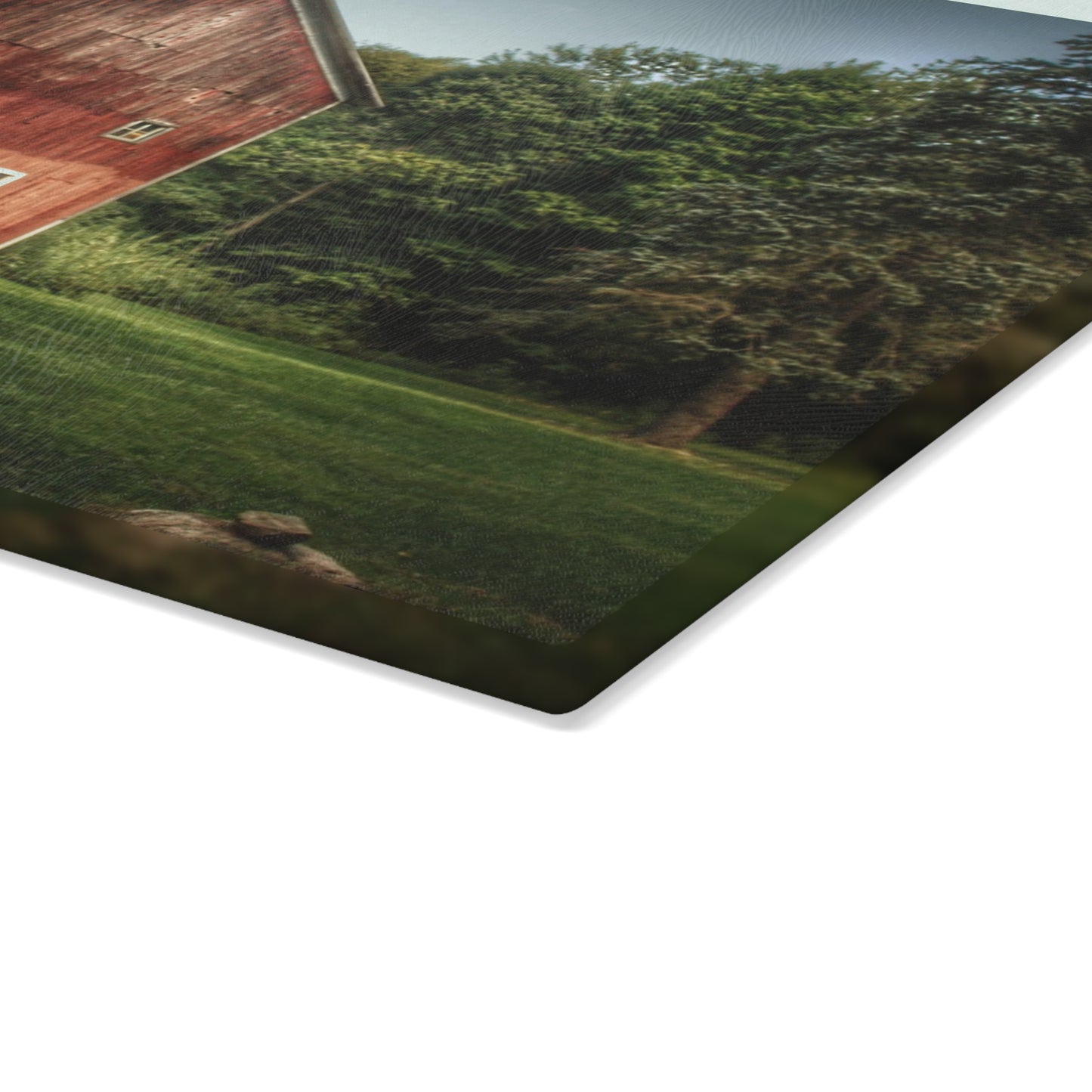 U R There Photography Buckhorn Lake Road Red Rustic Farmhouse Tempered-Glass Cutting Board