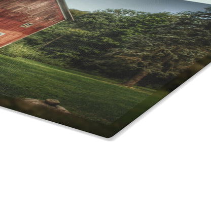 U R There Photography Buckhorn Lake Road Red Rustic Farmhouse Tempered-Glass Cutting Board