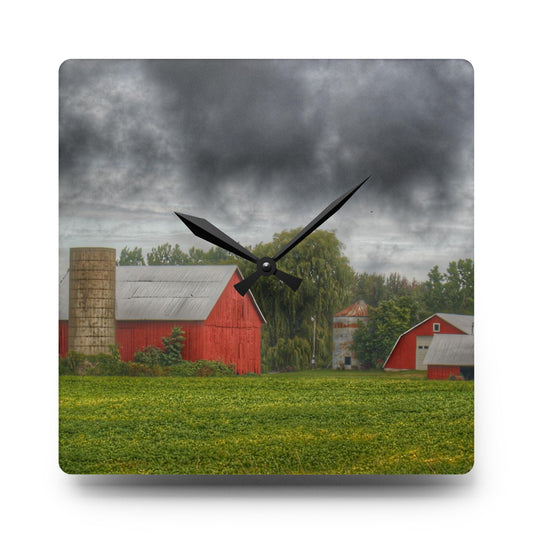 Kingston Road Trio I Rustic Farmhouse Acrylic Analog Wall Clock 10.75'' × 10.75'' (Square)