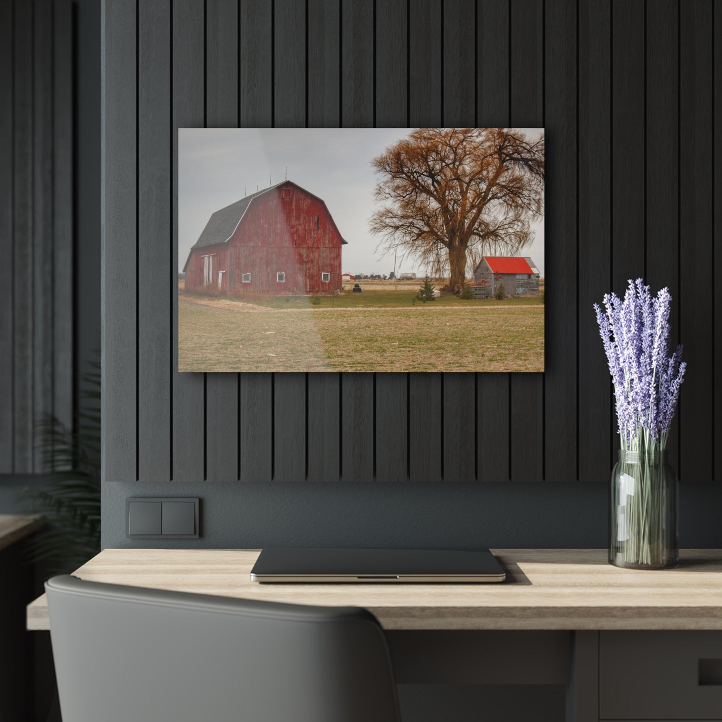 U R There Photography Loomis Road Red Rustic Farmhouse Acrylic Wall Print