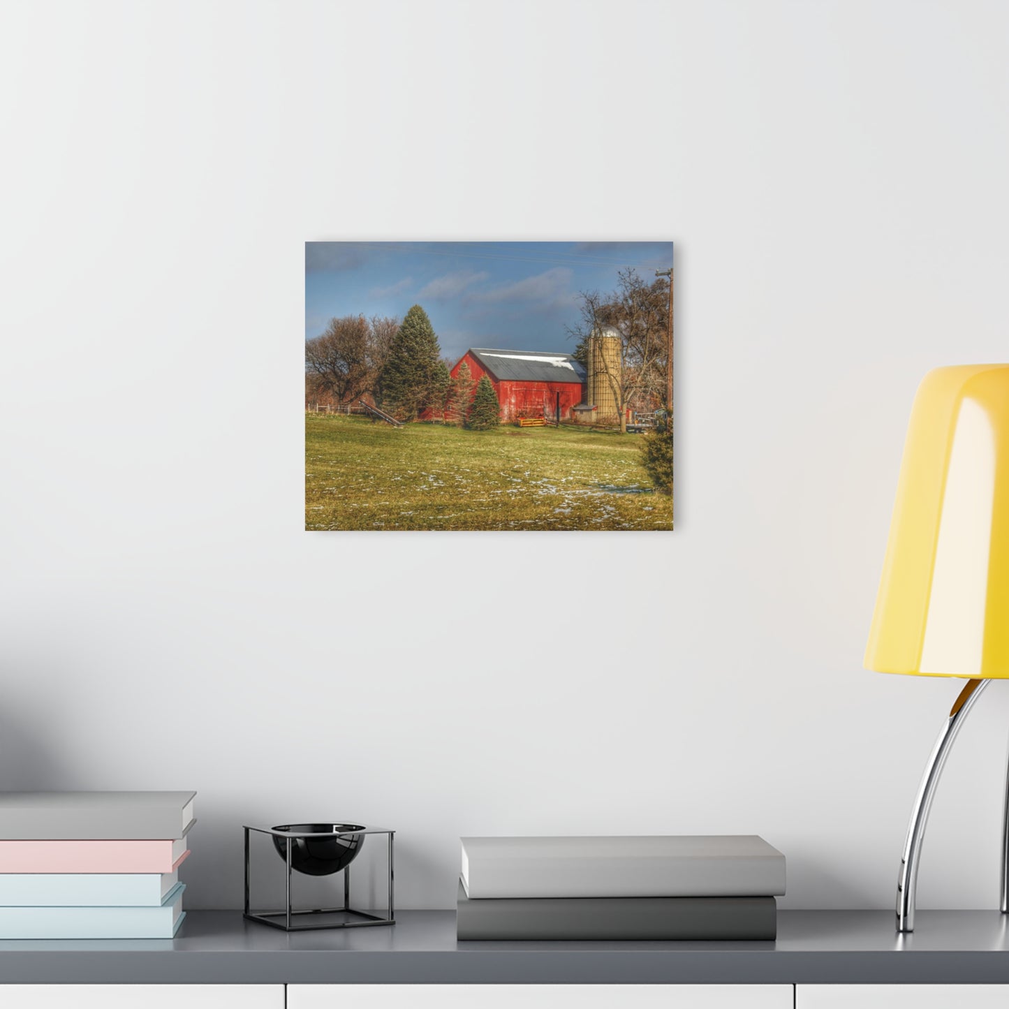 U R There Photography Columbiaville Road Red I Rustic Farmhouse Acrylic Wall Print