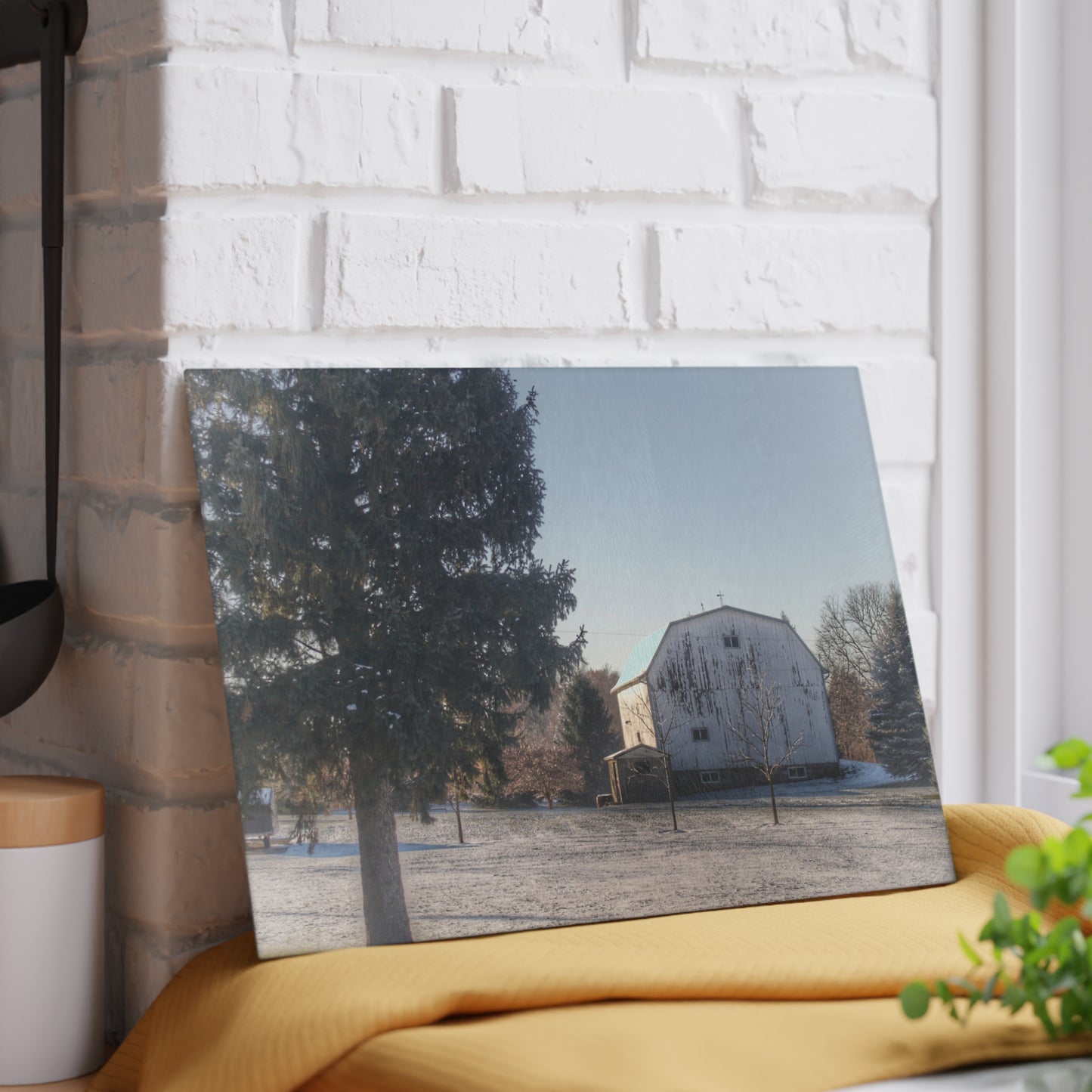 U R There Photography Washburn White Rustic Farmhouse Tempered-Glass Cutting Board