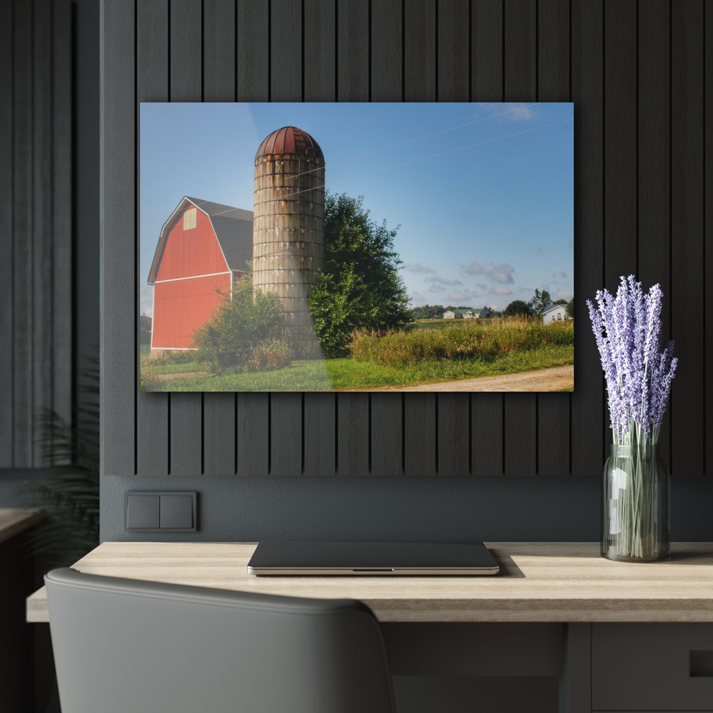 U R There Photography August Red and Silo Rustic Farmhouse Acrylic Wall Print