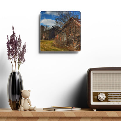 U R There Photography Buried Burnside Greys II Rustic Farmhouse Acrylic Analog Wall Clock