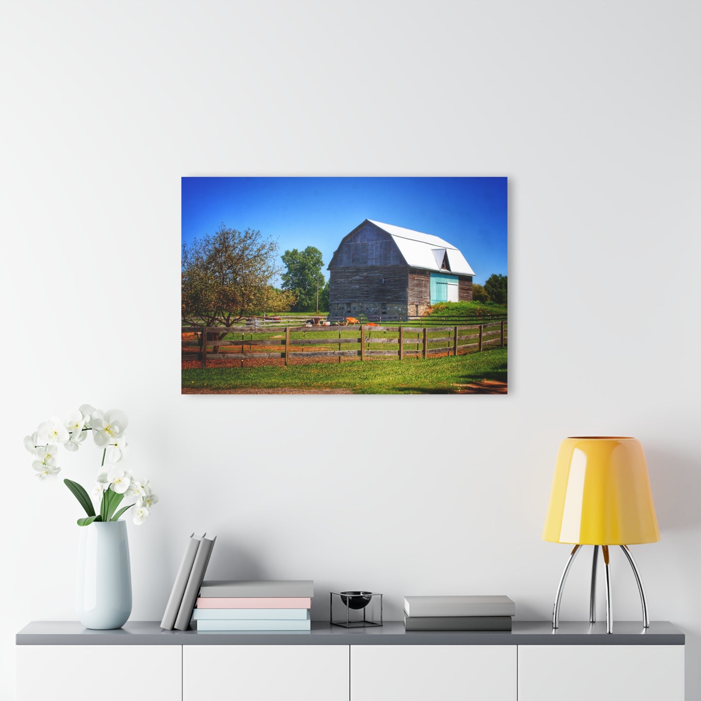 U R There Photography Harris Road Fieldstone Grey Rustic Farmhouse Acrylic Wall Print