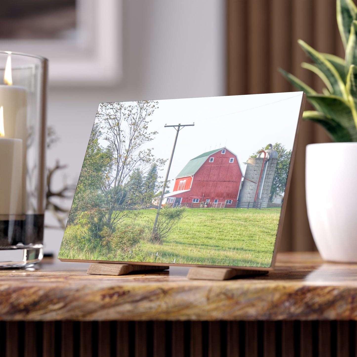 U R There Photography Stewart Road Red I Rustic Farmhouse Decorative Ceramic Tile