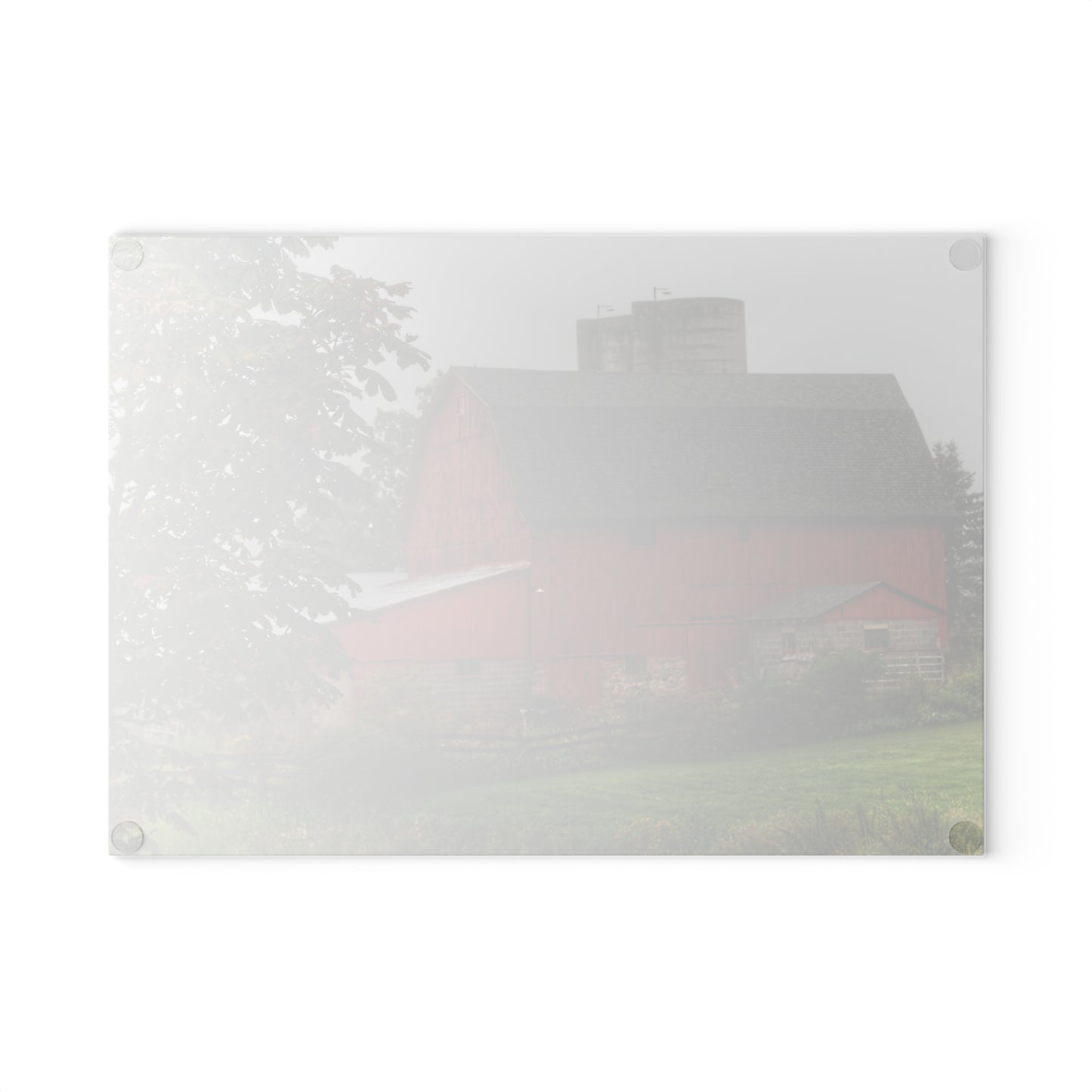 U R There Photography Five Lakes Road Red I Rustic Farmhouse Tempered-Glass Cutting Board
