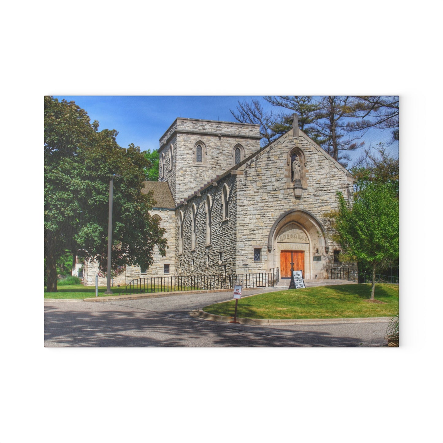 U R There Photography Saint Hugo of the Hills II Rustic Farmhouse Tempered-Glass Cutting Board 8"x 11"