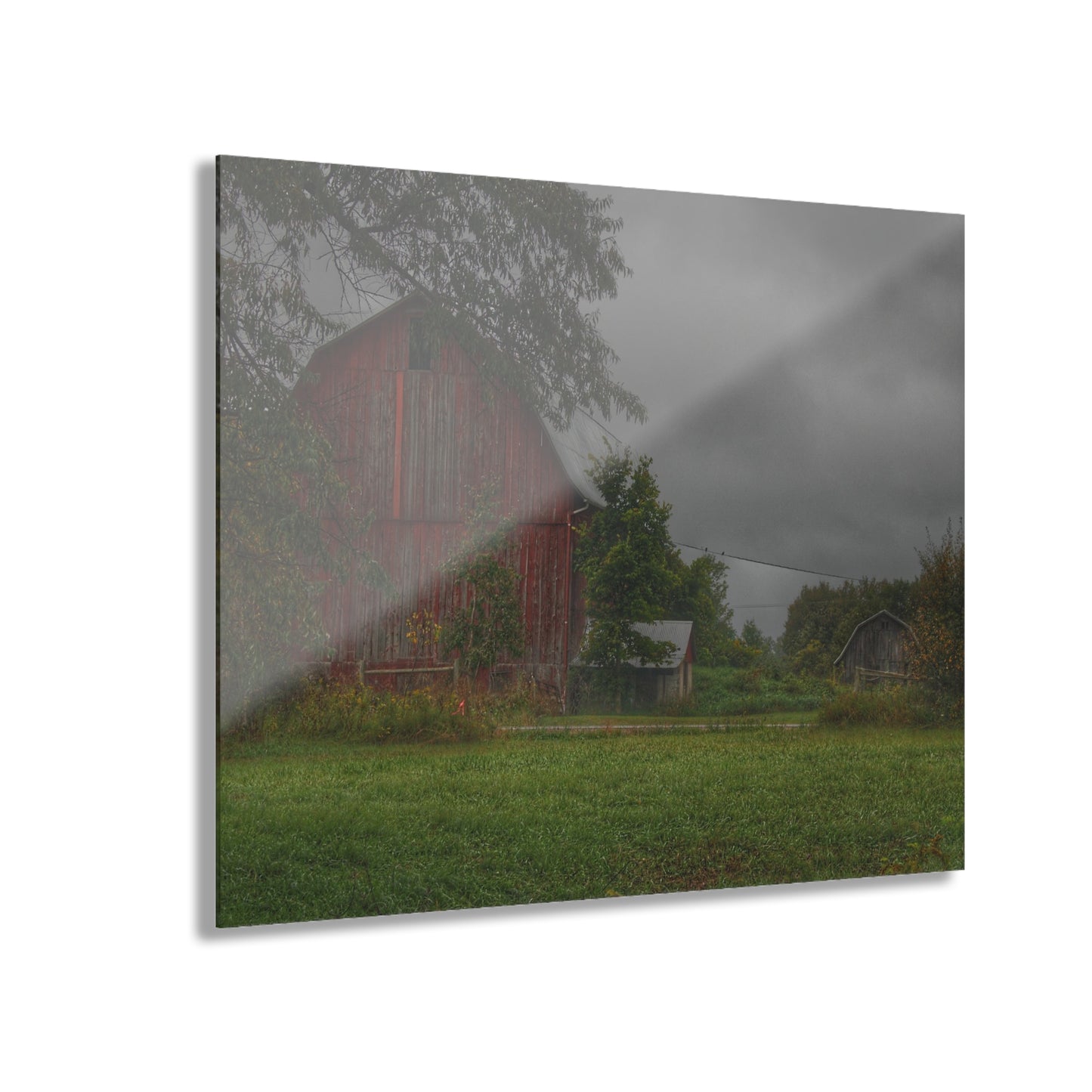 U R There Photography Columbiaville Red and Little Grey Rustic Farmhouse Acrylic Wall Print