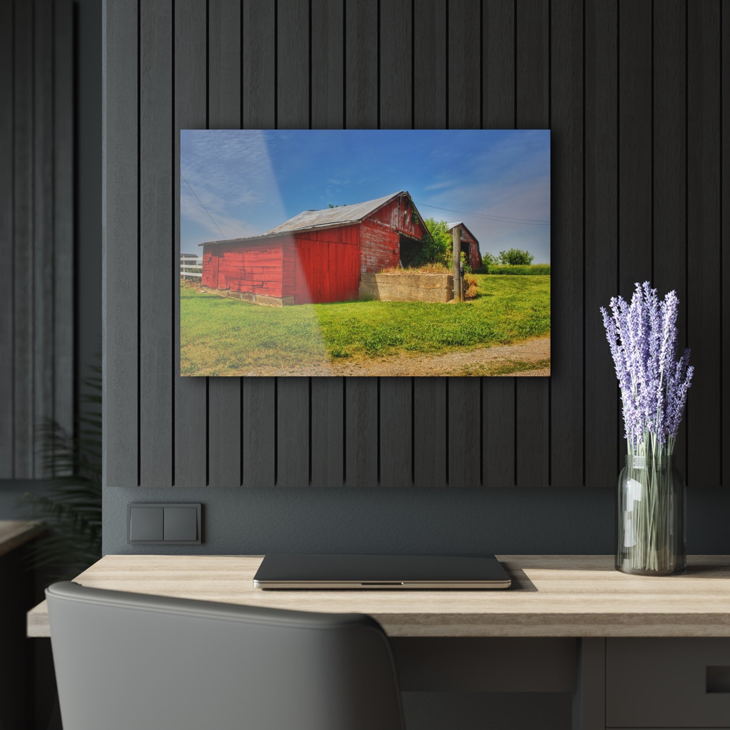 U R There Photography Marlette Road Saltbox Red Rustic Farmhouse Acrylic Wall Print