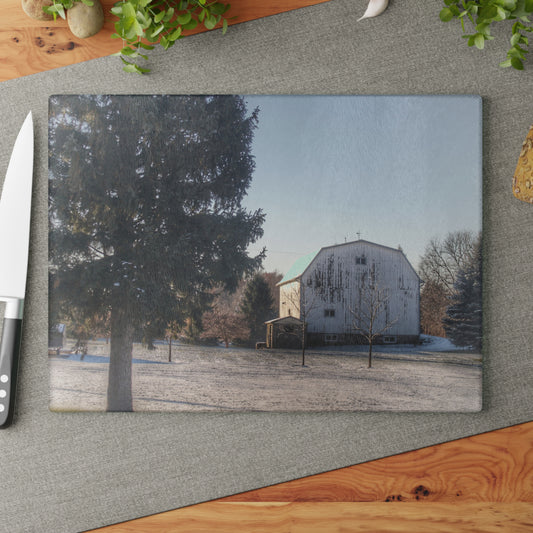 U R There Photography Washburn White Rustic Farmhouse Tempered-Glass Cutting Board