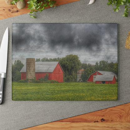 U R There Photography Kingston Road Trio I Rustic Farmhouse Tempered-Glass Cutting Board