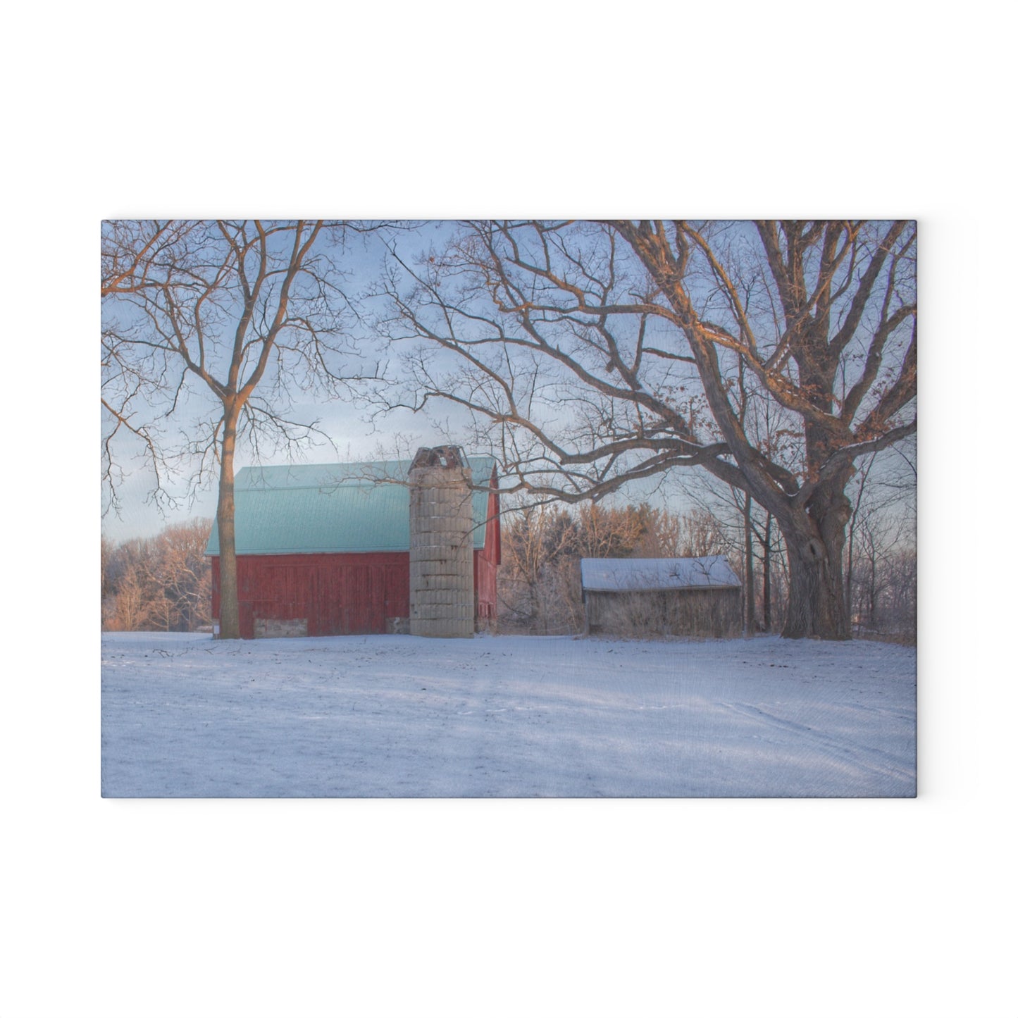 U R There Photography Webster Road Red I Rustic Farmhouse Tempered-Glass Cutting Board