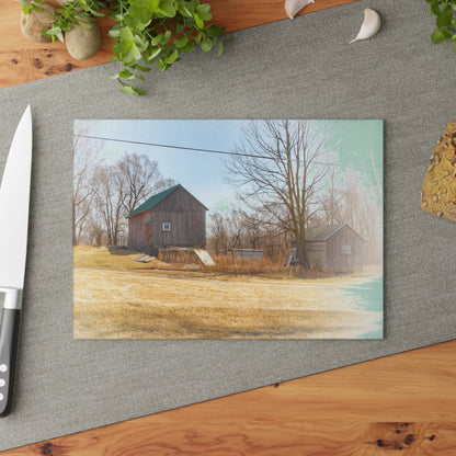 U R There Photography Klam Road Hillside Greys Rustic Farmhouse Tempered-Glass Cutting Board