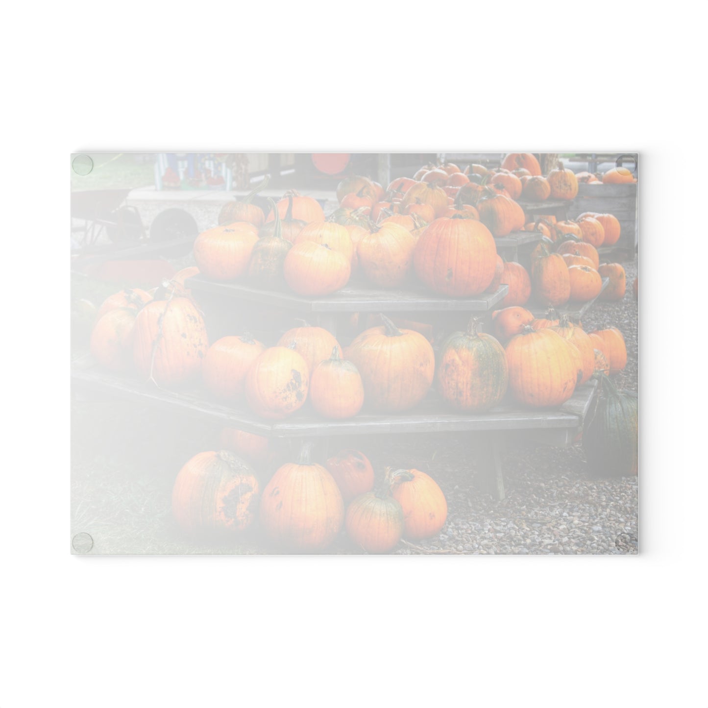 Barn Boutique Rustic Tempered-Glass Cutting Board| Tabletop Pumpkins