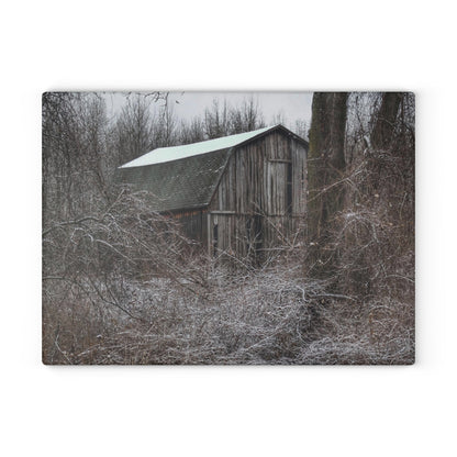 U R There Photography Saginaw Road Grey Rustic Farmhouse Tempered-Glass Cutting Board