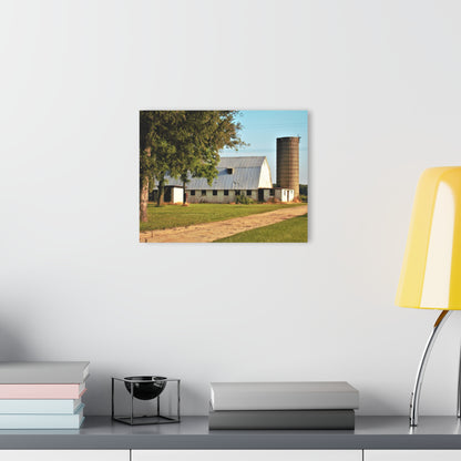 U R There Photography White Barn and Silo Rustic Farmhouse Acrylic Wall Print