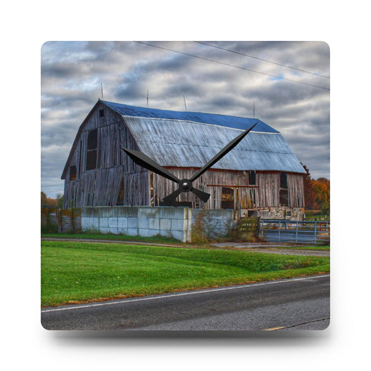 Marlette Road Haybarn Rustic Farmhouse Acrylic Analog Wall Clock 10.75'' × 10.75'' (Square)