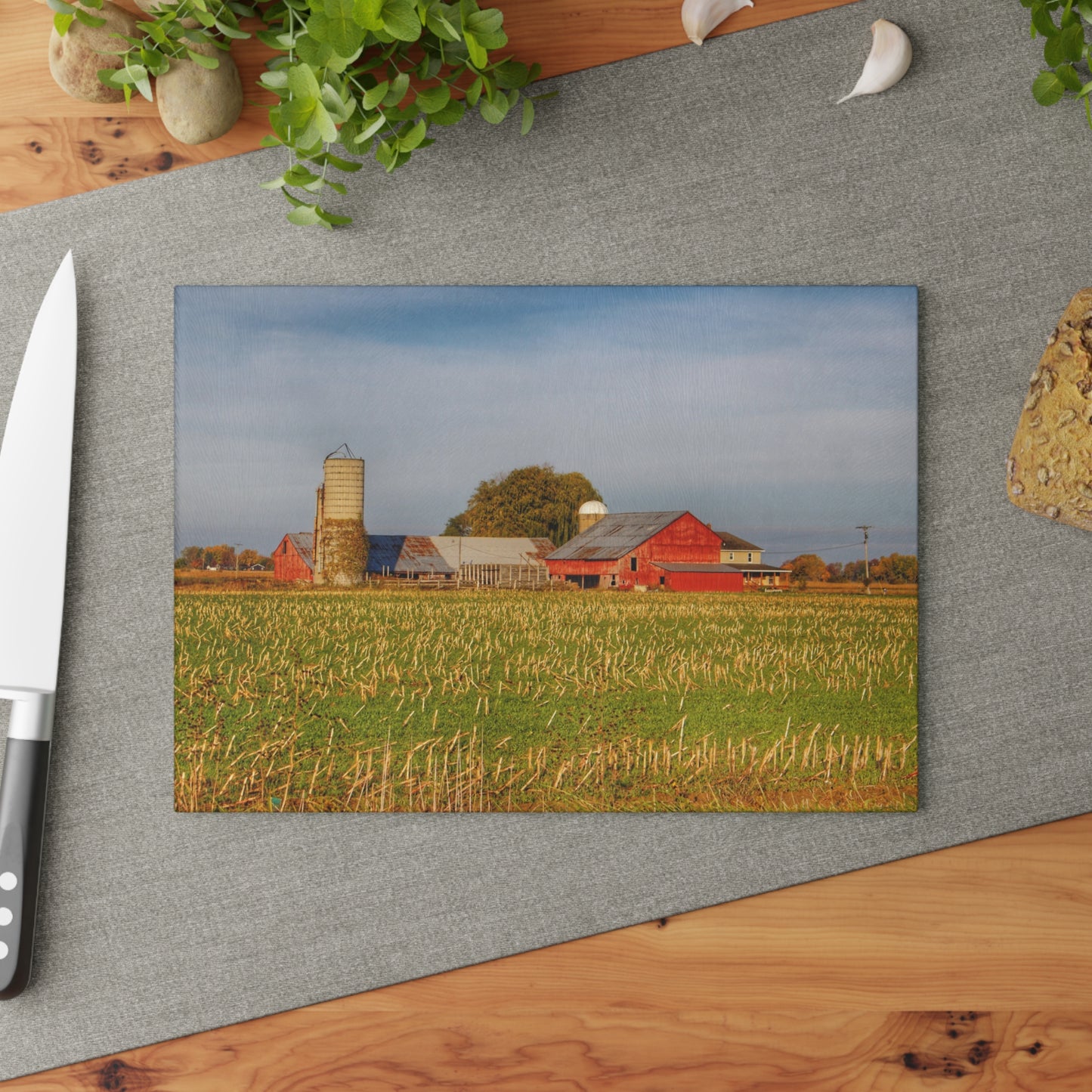 U R There Photography Maple Valley Farm Rustic Farmhouse Tempered-Glass Cutting Board