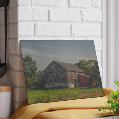U R There Photography Pigeon Grey Saltbox Rustic Farmhouse Tempered-Glass Cutting Board