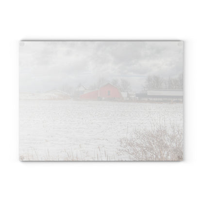 U R There Photography Maple Valley Road Red II Rustic Farmhouse Tempered-Glass Cutting Board