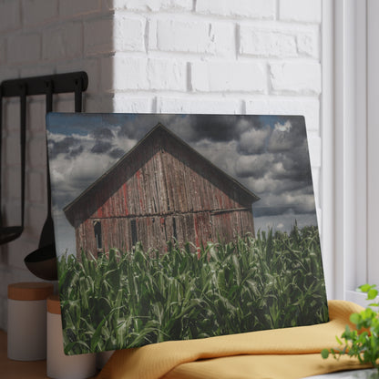 Barn Boutique Rustic Tempered-Glass Cutting Board| Above the July Corn