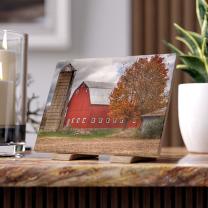 U R There Photography Brigham Road Red Rustic Farmhouse Decorative Ceramic Tile 6" × 8" Glossy