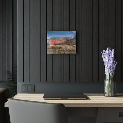 U R There Photography Lapeer Road Crooked Red Rustic Farmhouse Acrylic Wall Print