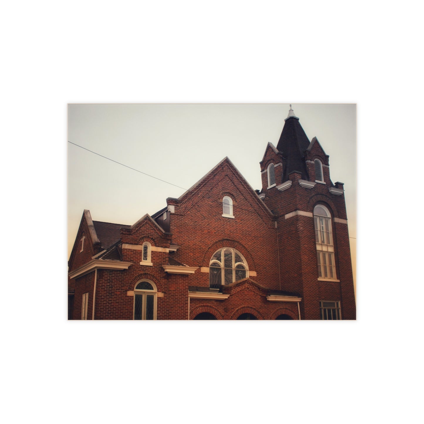 U R There Photography Brown City Methodist Church Rustic Farmhouse Decorative Ceramic Tile 6" × 8" Glossy